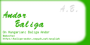 andor baliga business card